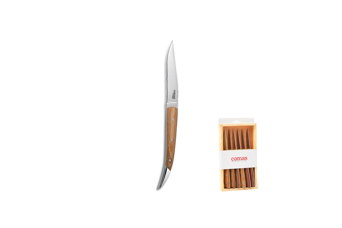 Estuche de madera con 6 cuchillos chuleteros Comas
