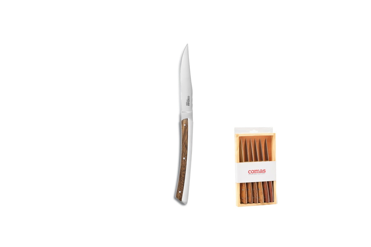 Estuche de madera con 6 cuchillos chuleteros Comas