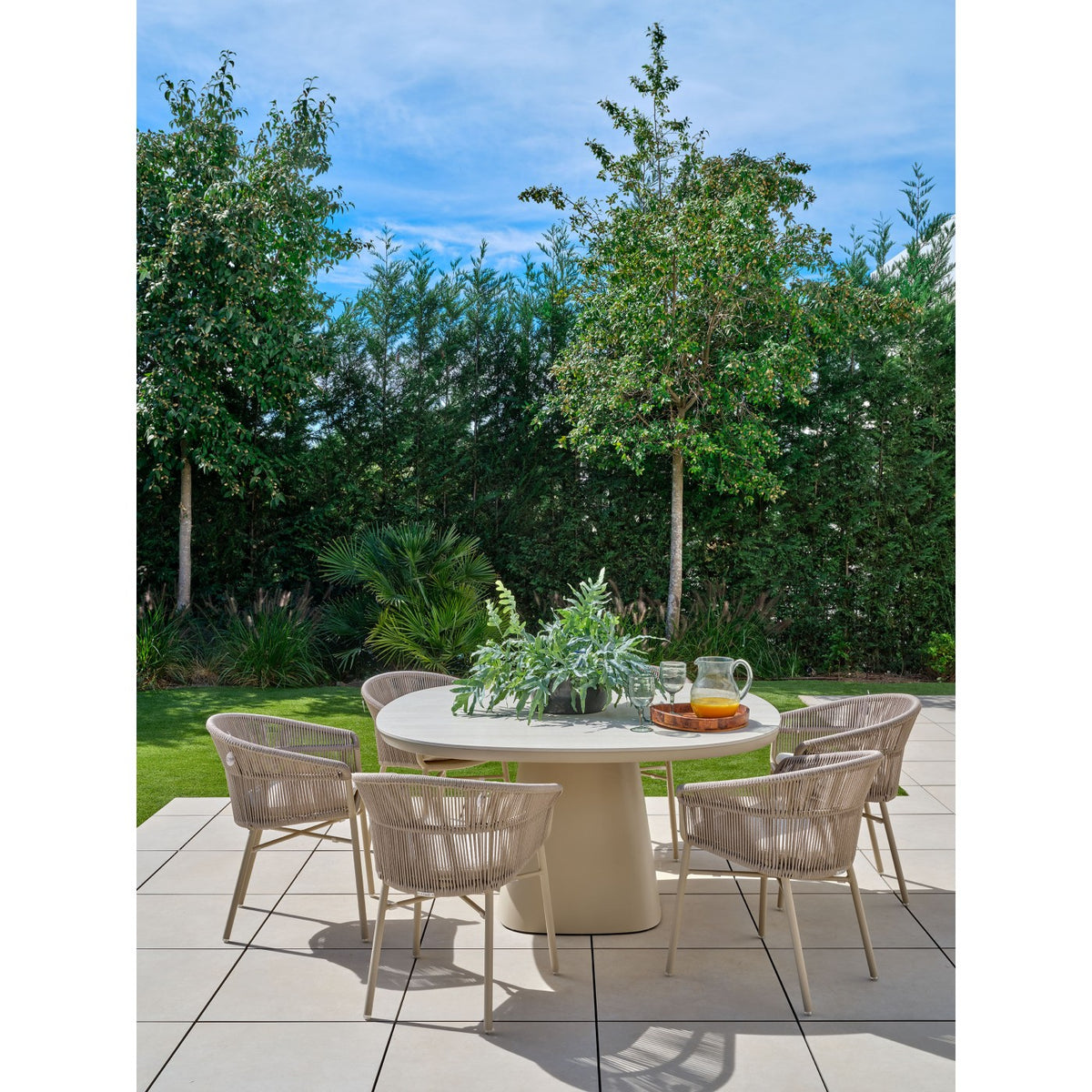 Sillón de comedor de exterior de cuerda arena Għargħur