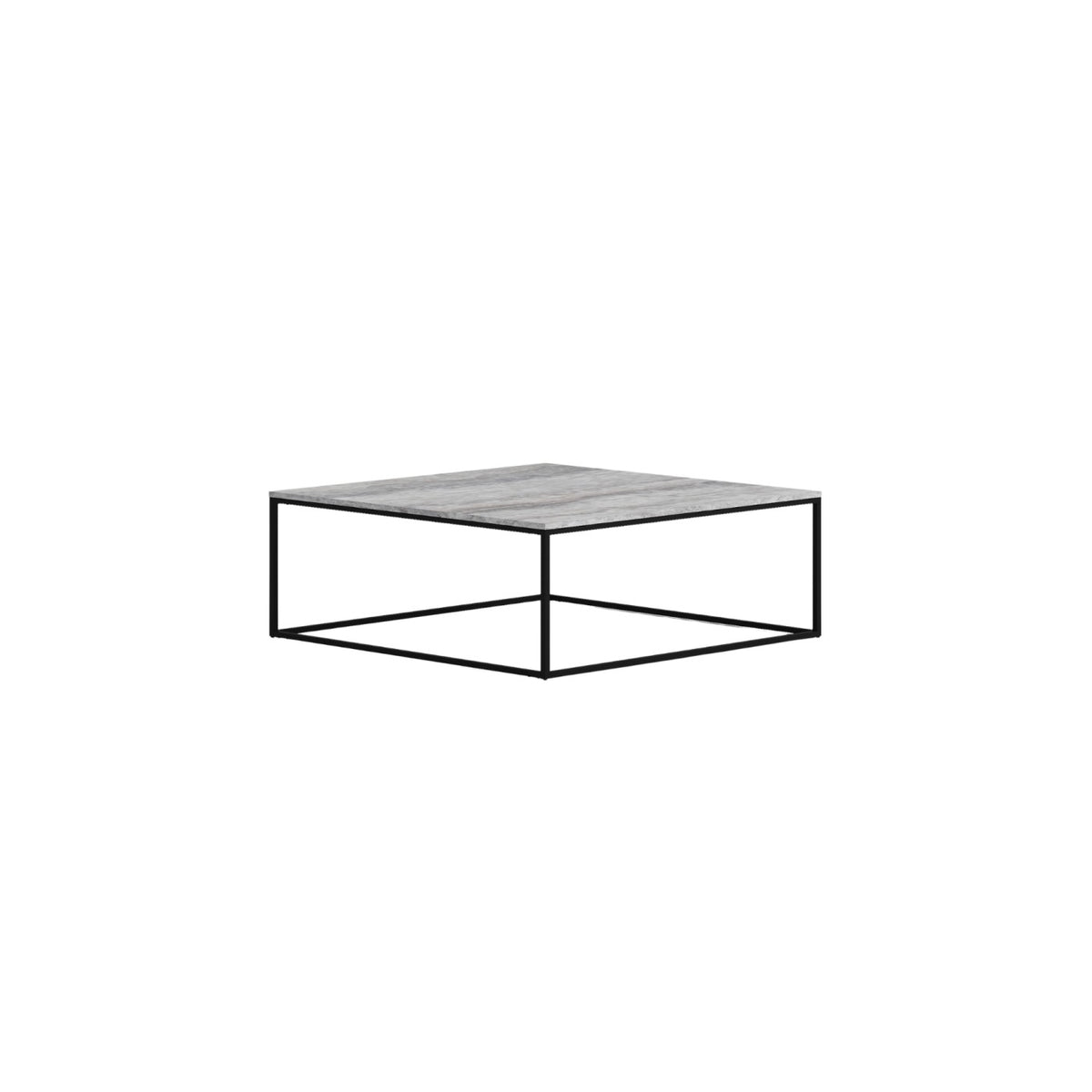 Mesa de centro cuadrada de travertino gris y metal Guadalest