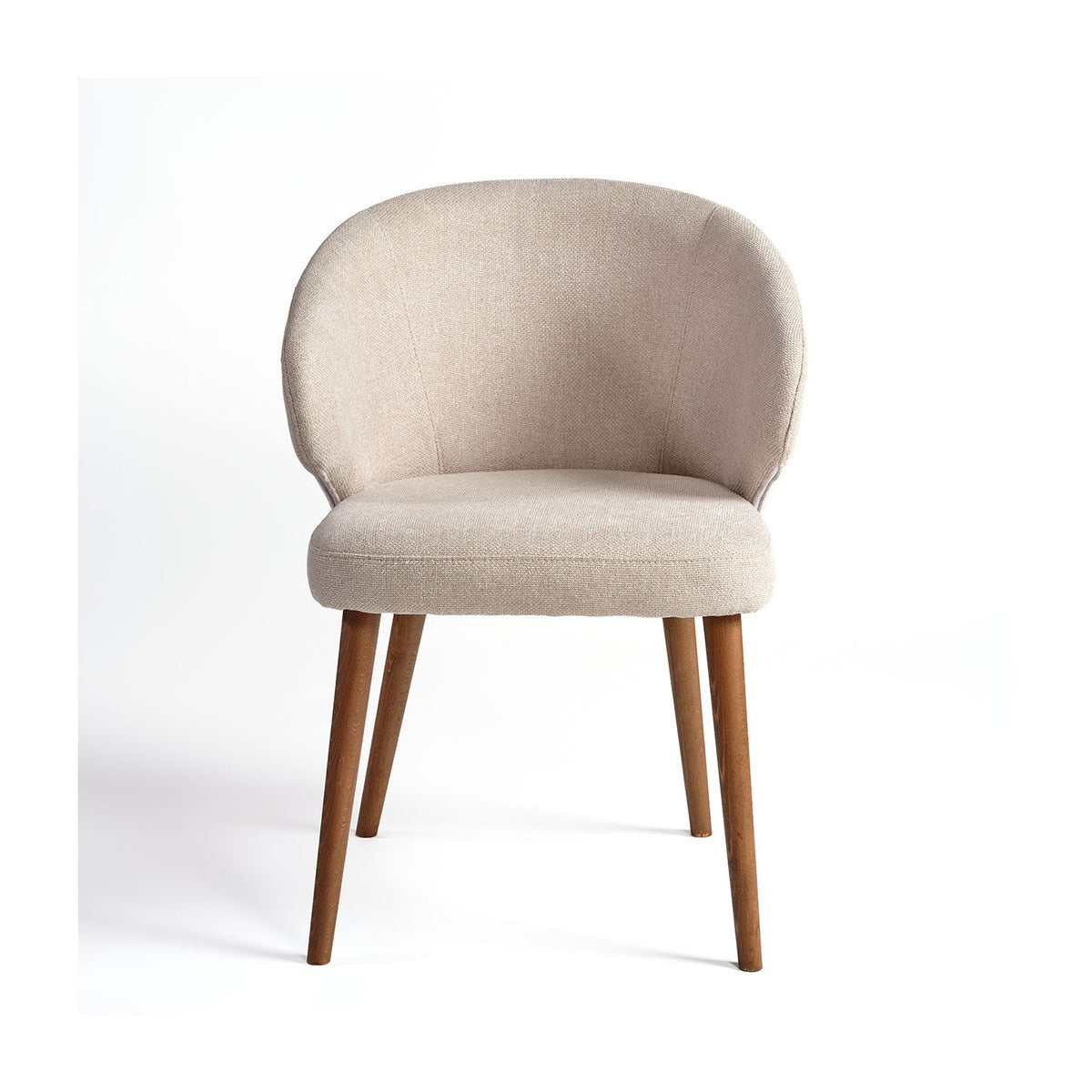 Silla tapizada beige piedra y madera natural Halki