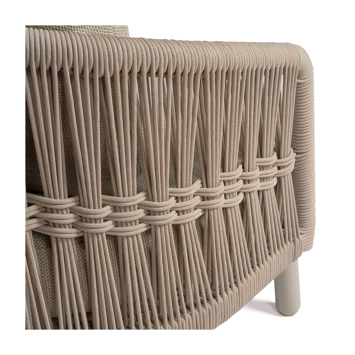 Sillón redondo de exterior de aluminio y cuerda Allariz