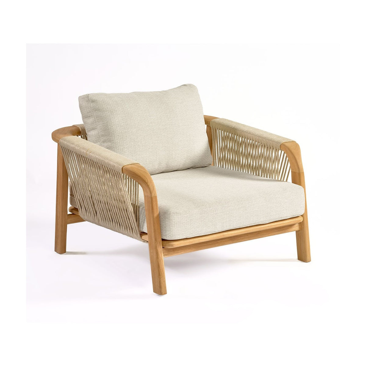Sillón bajo de teca y cuerda para exterior Piana