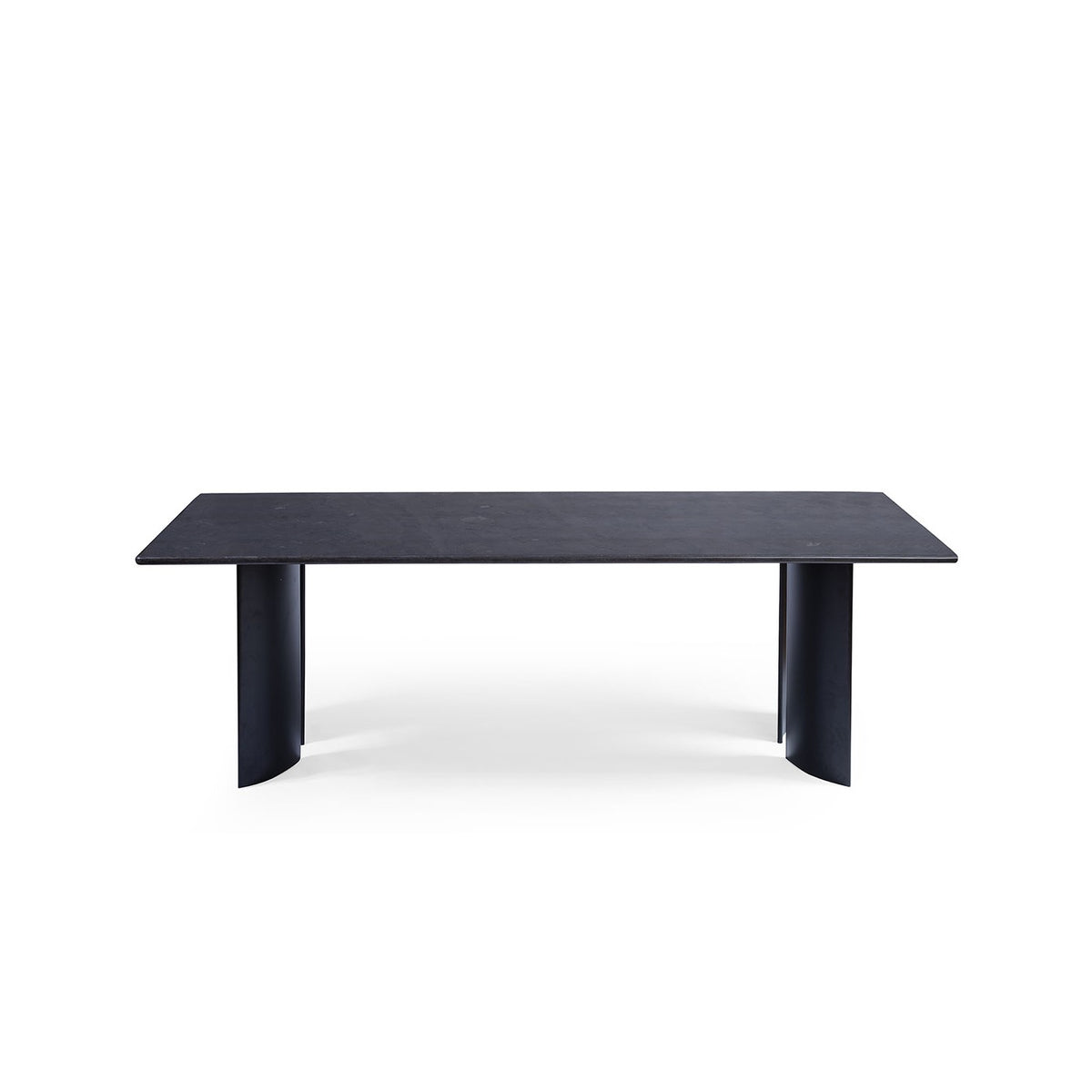 Mesa de comedor de piedra oscura y metal negro Chenini