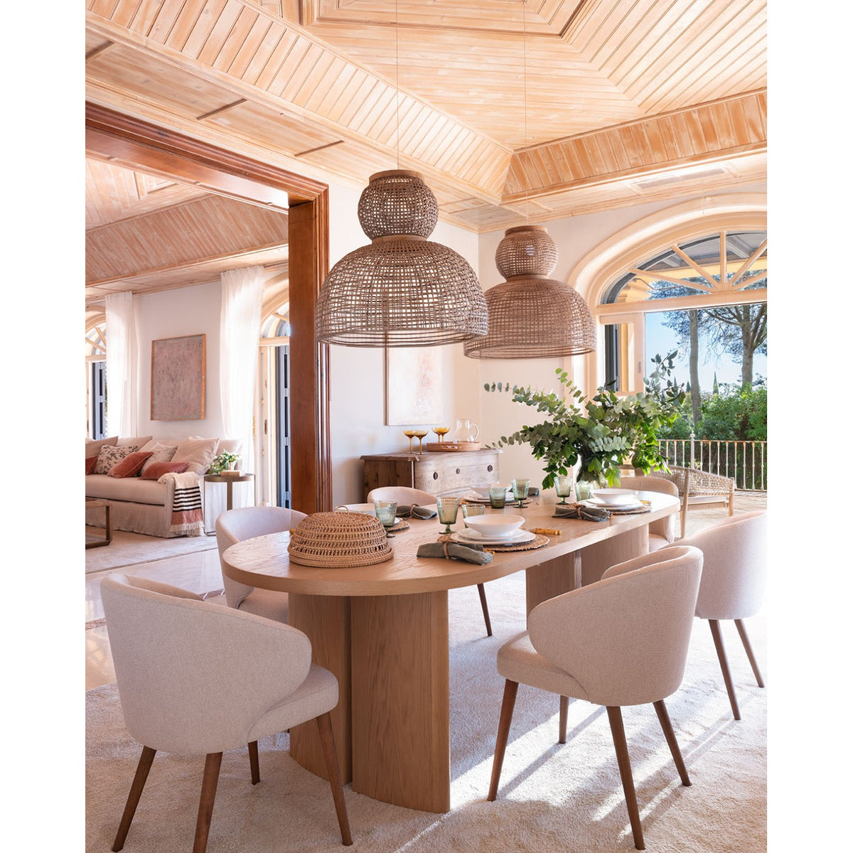 Mesa de comedor ovalada de roble claro 260 Mġarr