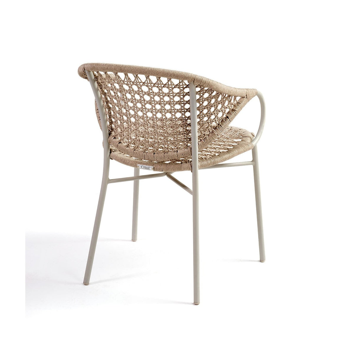 Sillón de comedor de cuerda lino y metal Atlantis