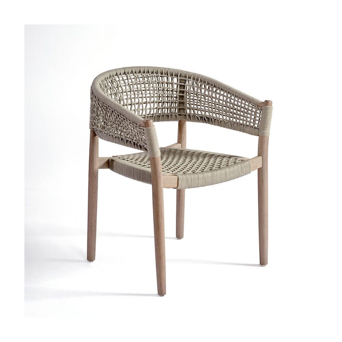 Silla de exterior eucalipto grisáceo y cuerda blanca Sète