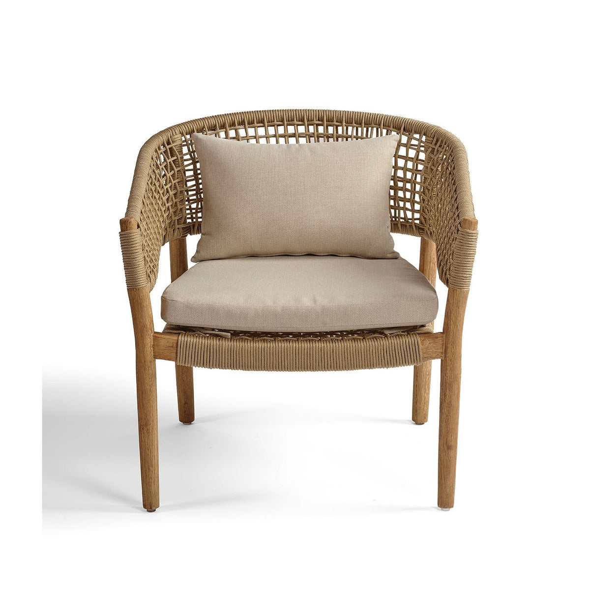 Sillón bajo de madera y cuerda arena Primošten