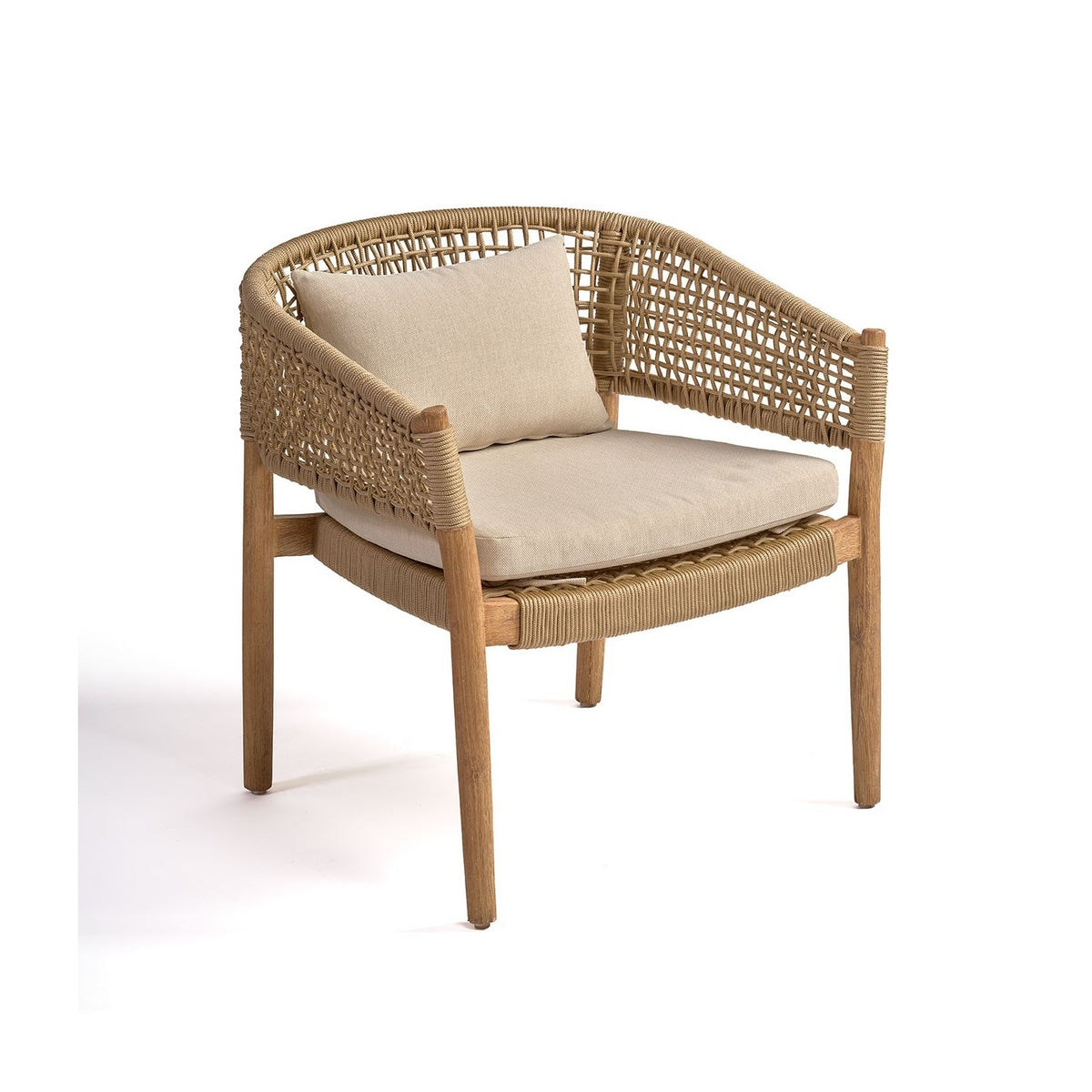 Sillón bajo de madera y cuerda arena Primošten