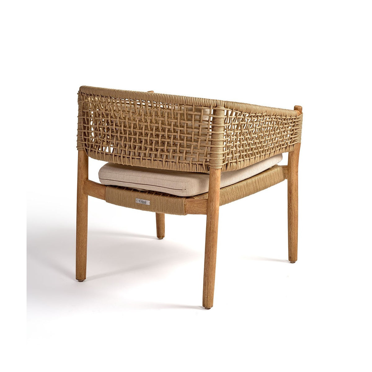 Sillón bajo de madera y cuerda arena Primošten