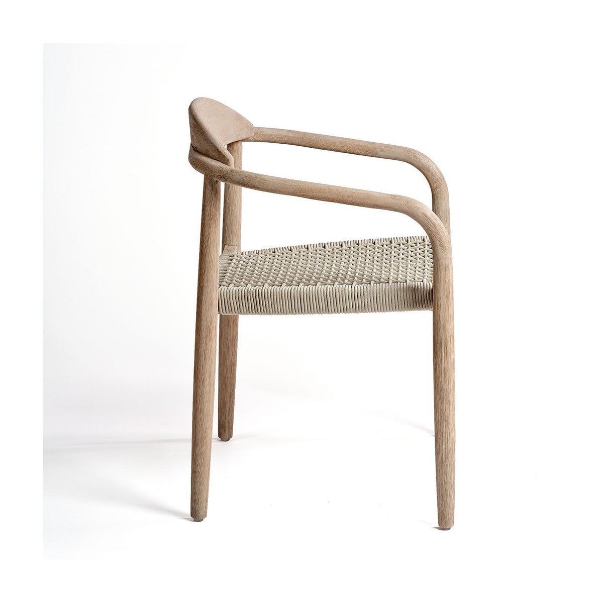 Silla apilable de eucalipto y cuerda gris claro Ponta Delgada