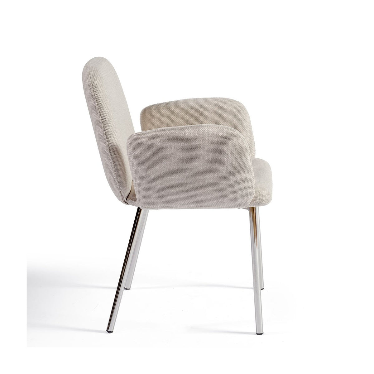 Silla con brazos gris piedra y pata cromada Cargèse