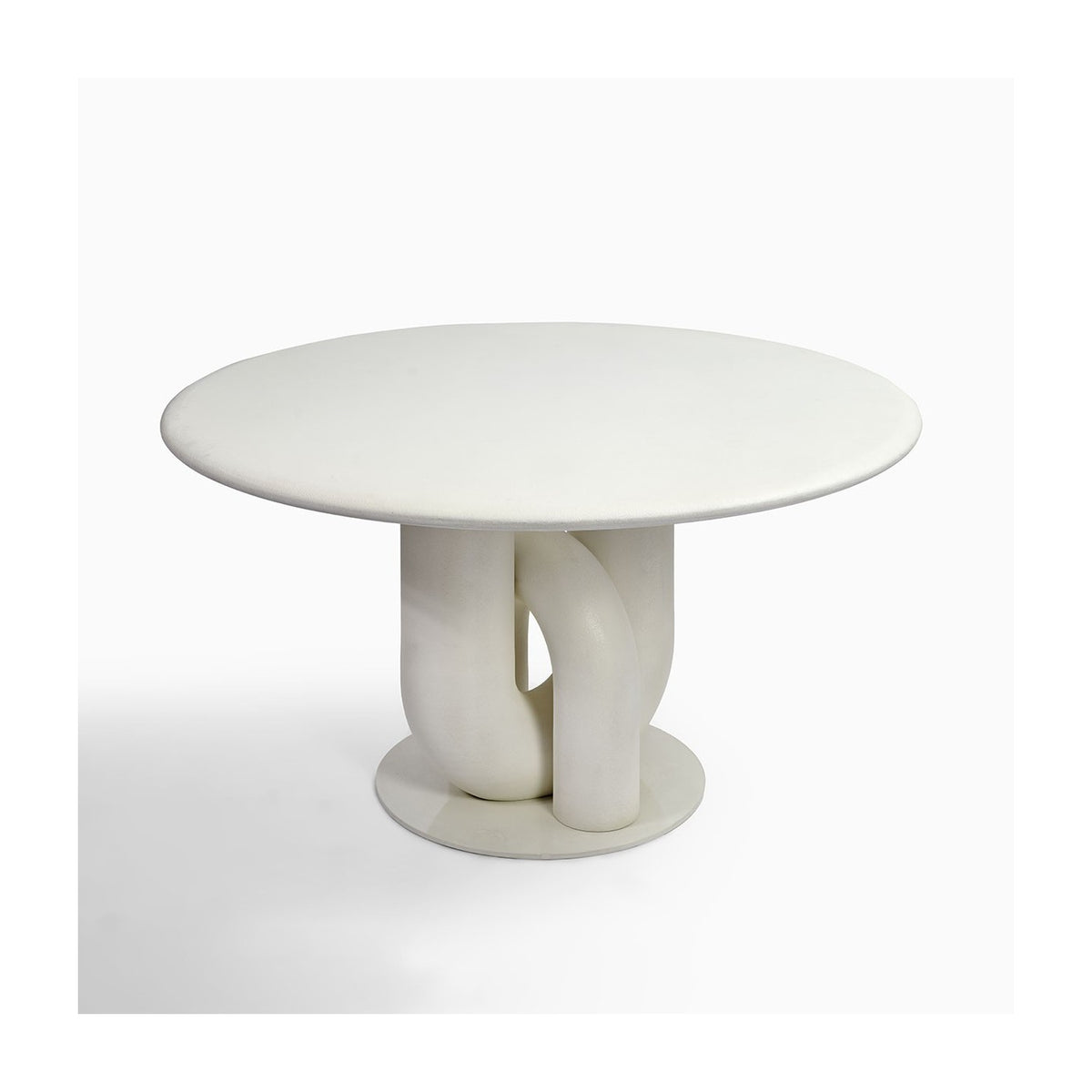 Mesa de comedor redonda acabado cemento blanco Amizmiz