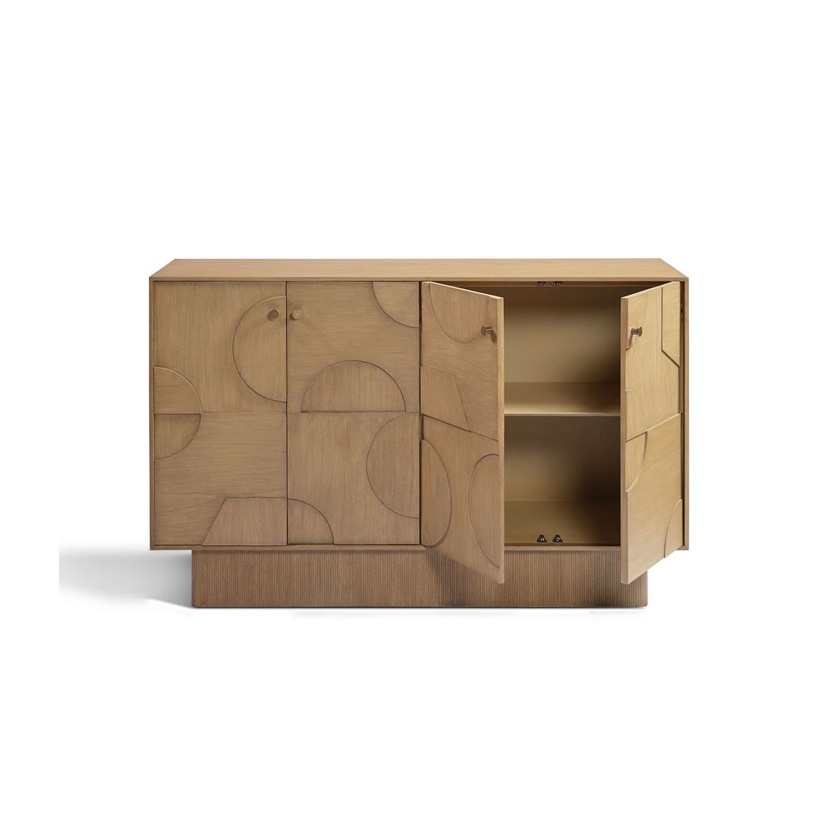 Aparador de madera natural con relieves geométricos Marettimo