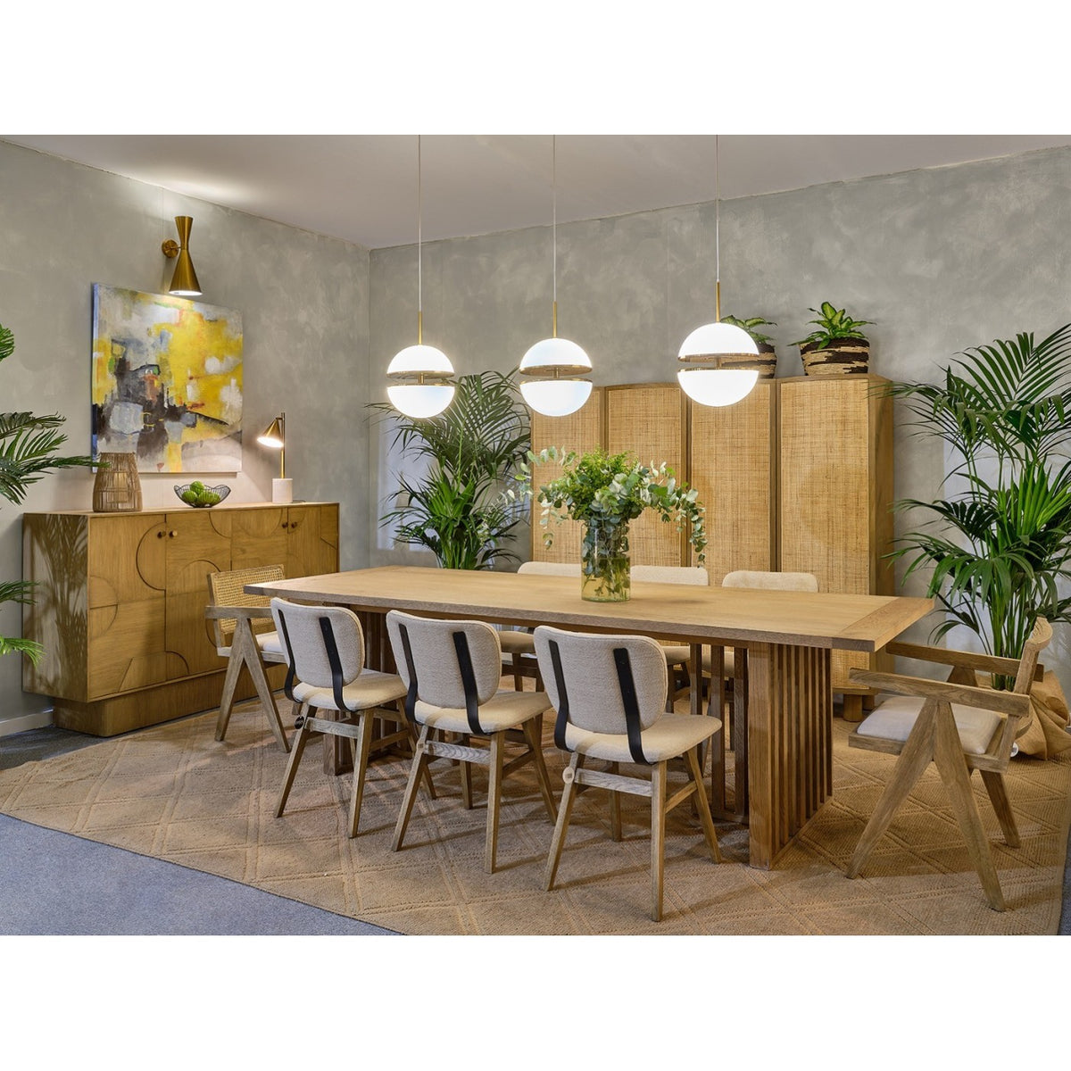 Aparador de madera natural con relieves geométricos Marettimo