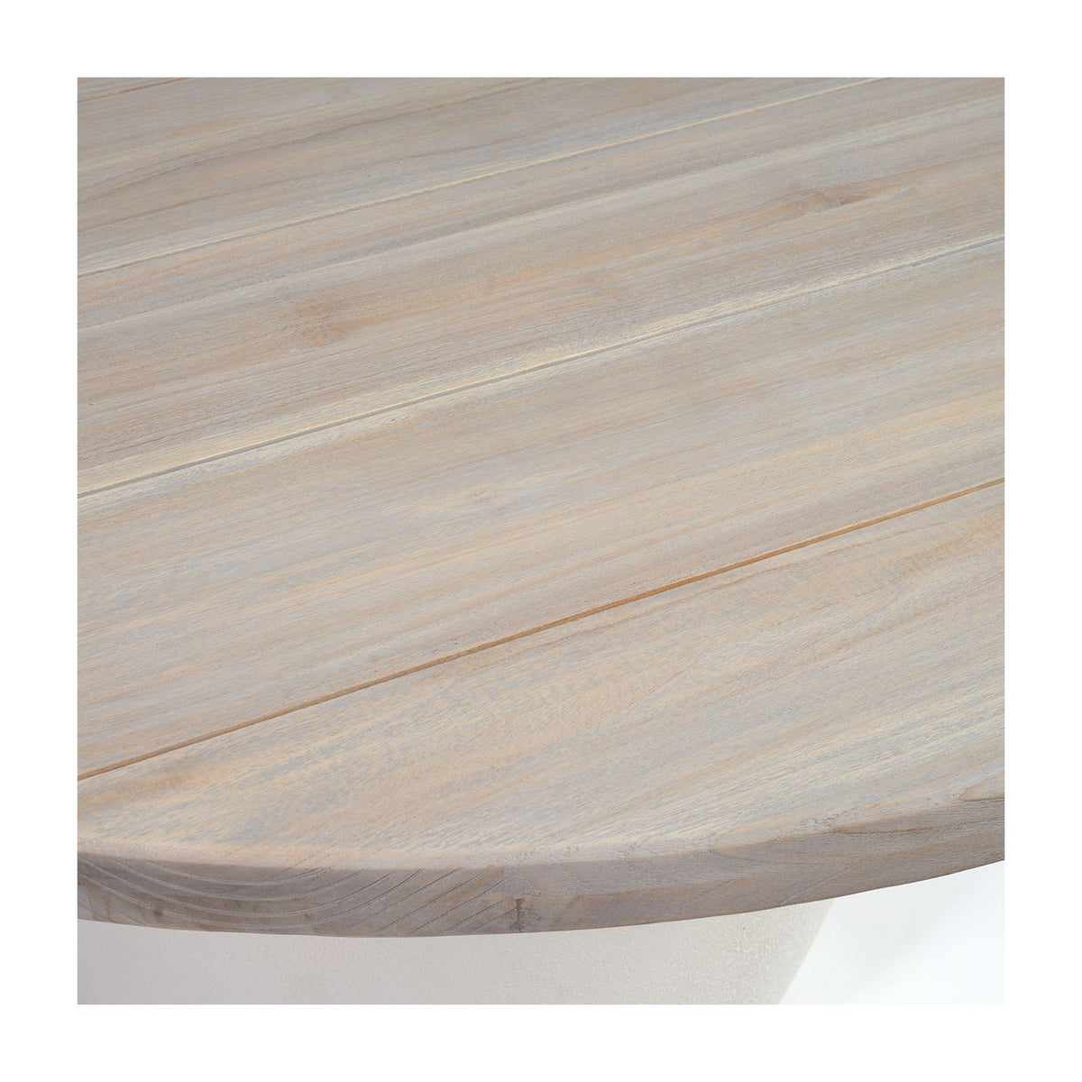 Mesa de comedor de teca grisácea y base cemento 150 Agulo