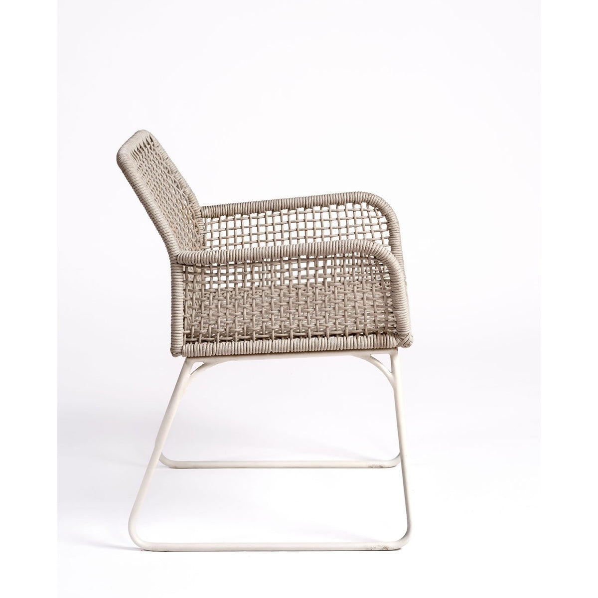 Sillón de comedor de exterior de cuerda blanco grisáceo Paros