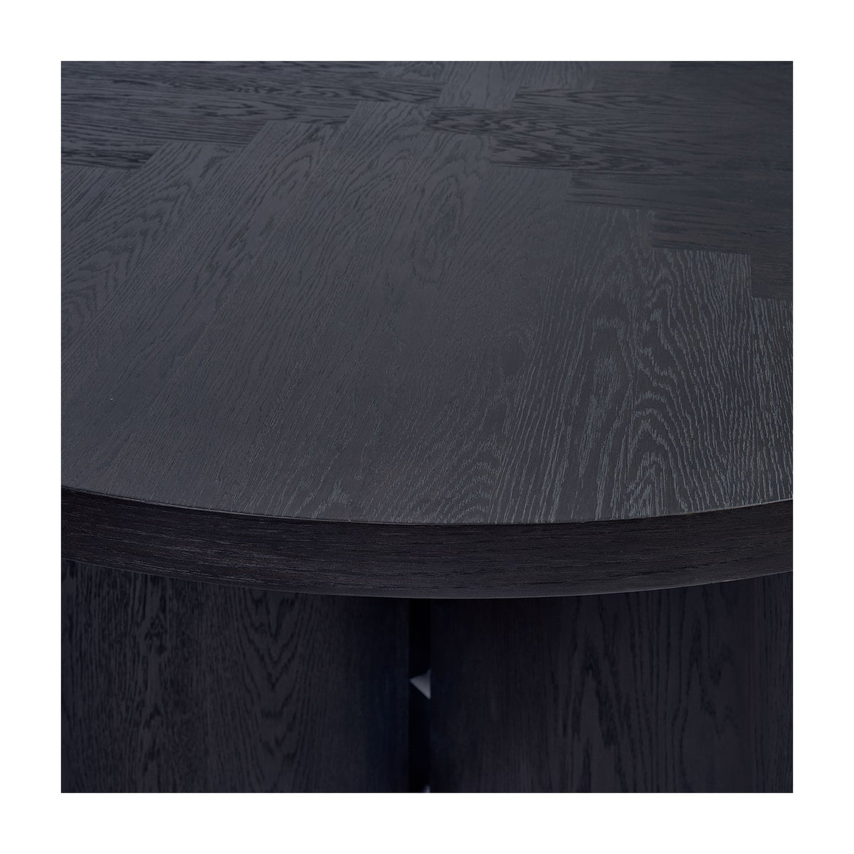 Mesa de comedor redonda de roble black brown Żurrieq