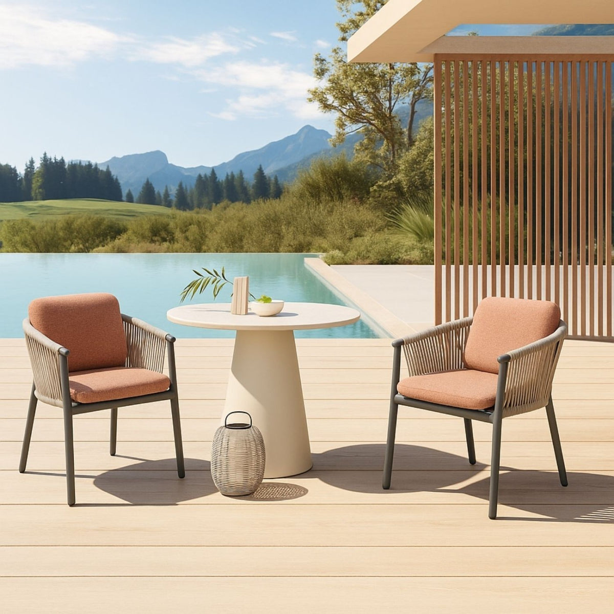 Sillón de comedor de exterior negro y cuerda gris Fez