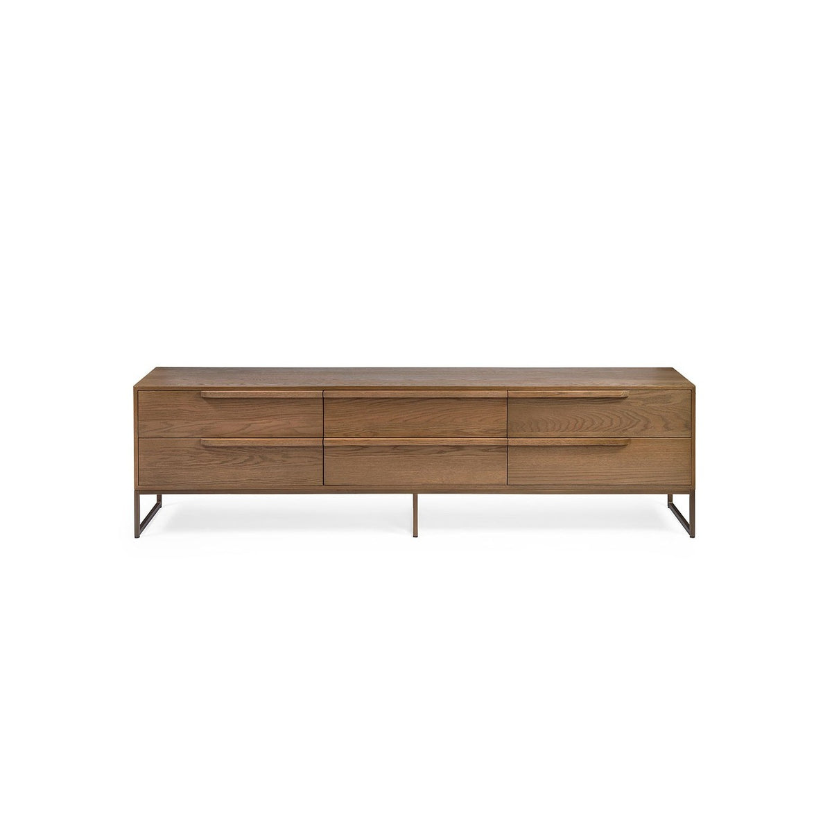 Mueble de TV de roble natural y dorado con cajones Sant Rafel