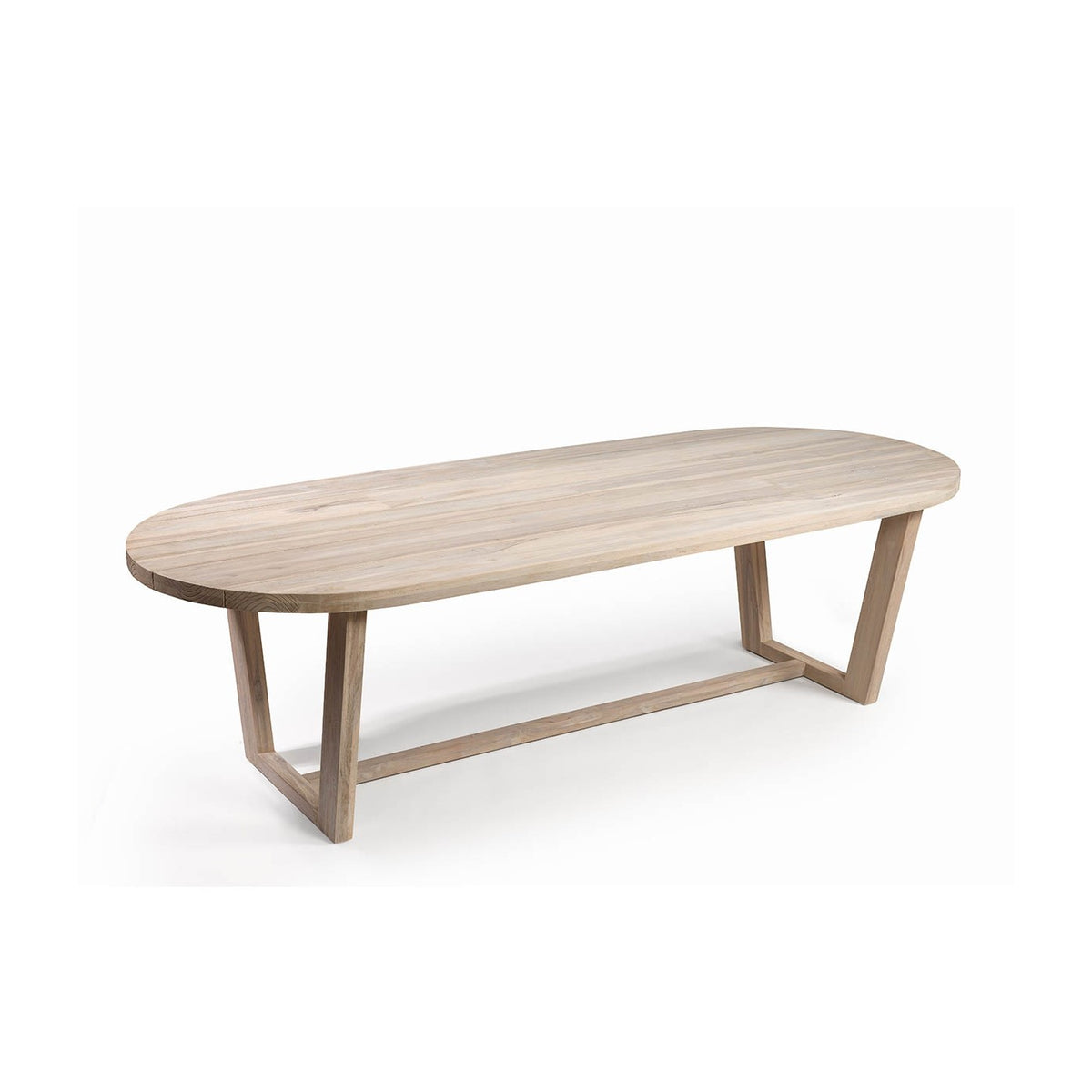 Mesa de comedor ovalada de teca y metal topo Arraiolos