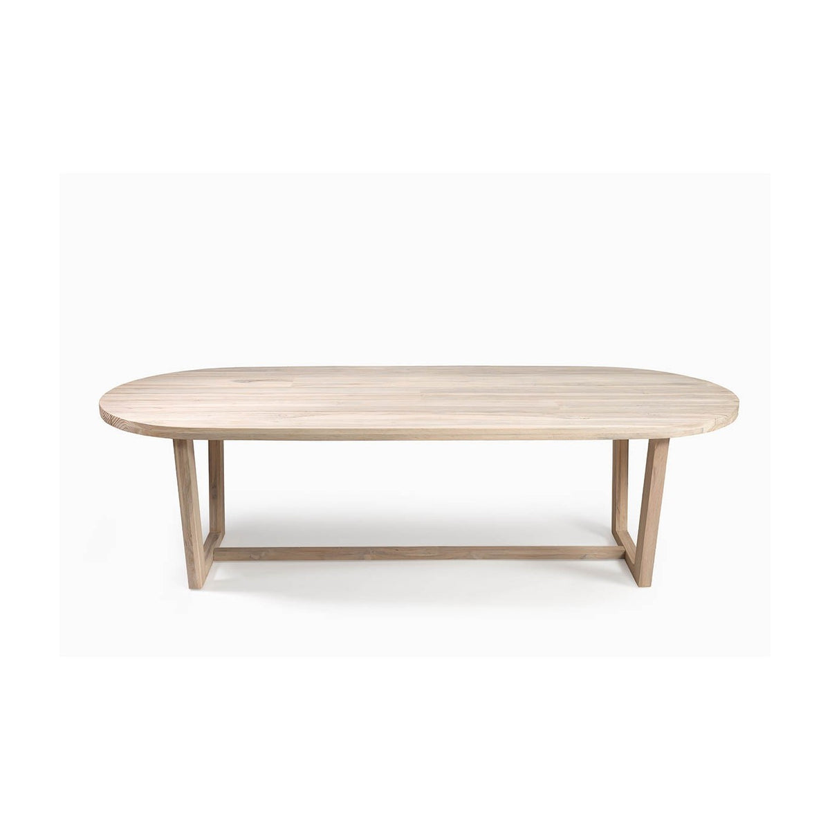 Mesa de comedor ovalada de teca y metal topo Arraiolos