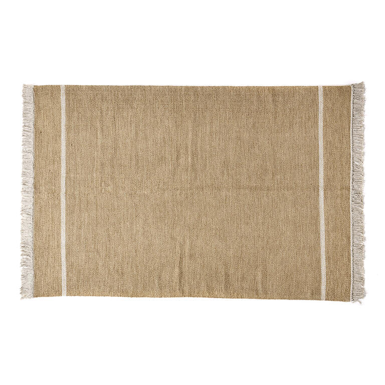 Alfombra kilim beige de algodón tejida a mano Sodalita