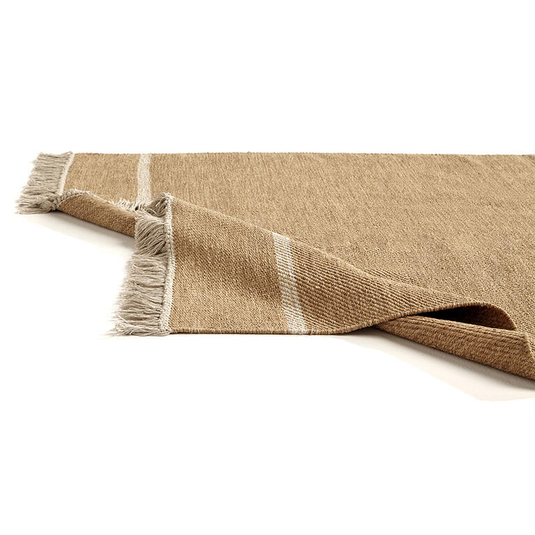 Alfombra kilim beige de algodón tejida a mano Sodalita