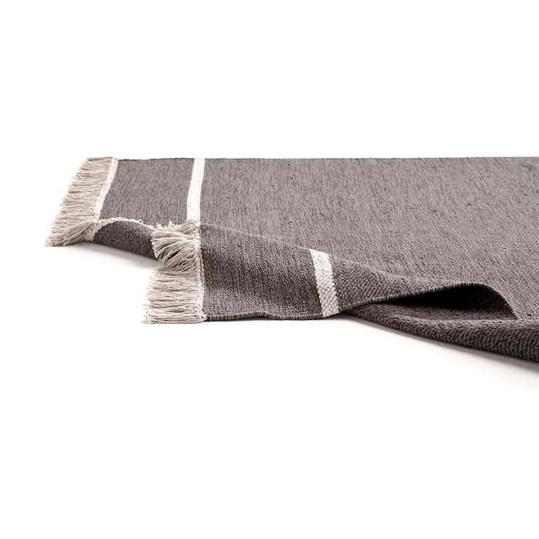 Alfombra kilim gris de algodón tejida a mano Epidota