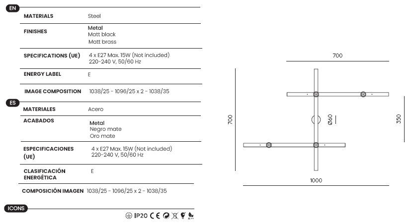 Aplique de Pared Abby 4 - A1259/4