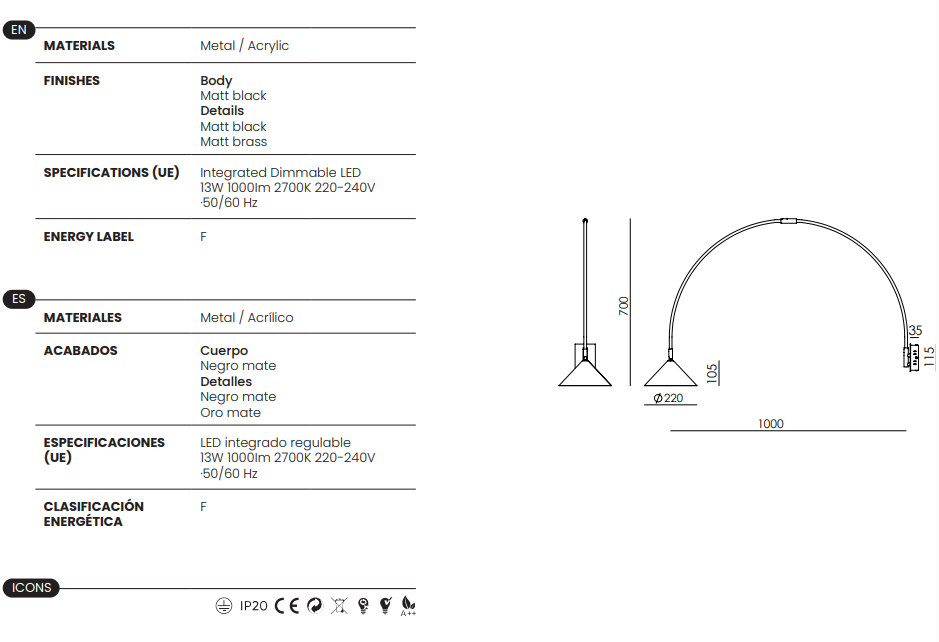 Aplique de Pared Hinoo - A1266