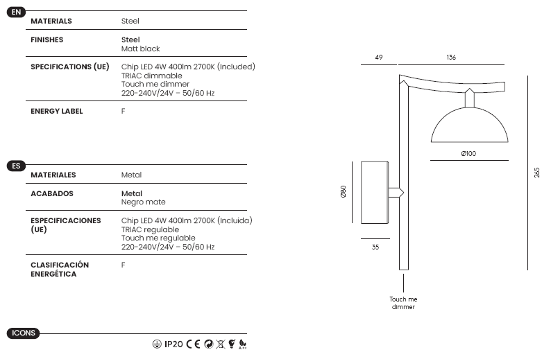 Aplique de Pared Tana - A1309