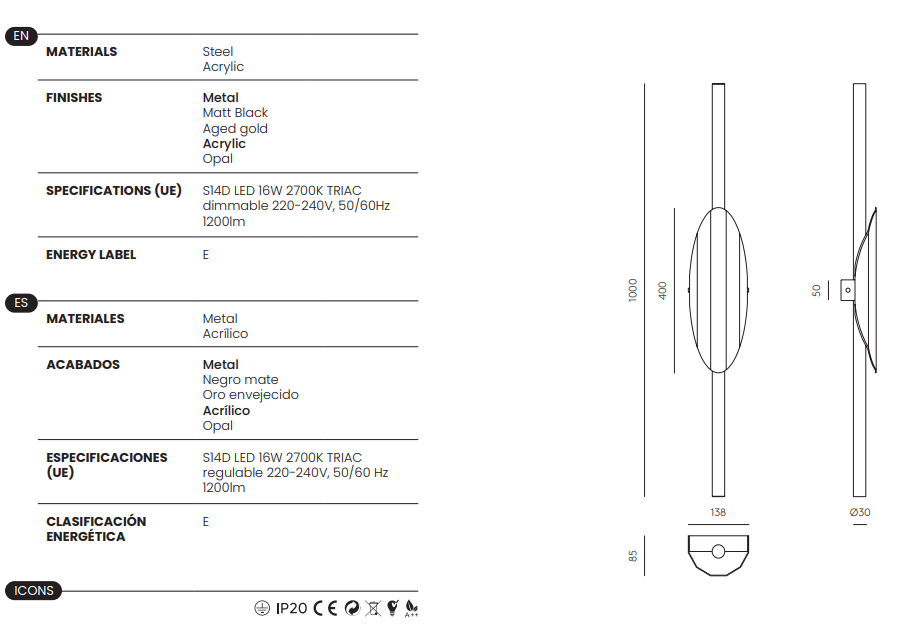Aplique de Pared Xago - A1262