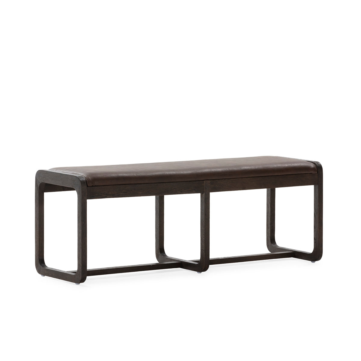 Banco de madera de olmo y piel sintética Istres