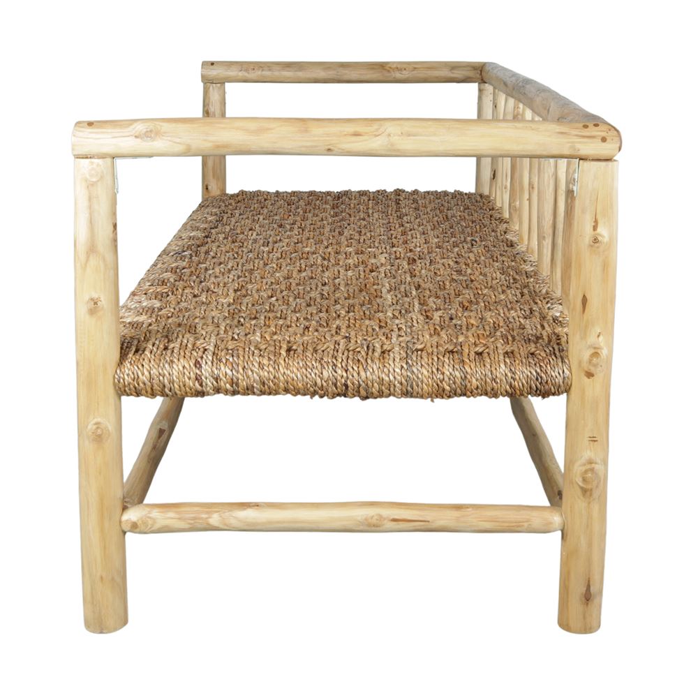 Banco de madera tropical y fibra natural Abel
