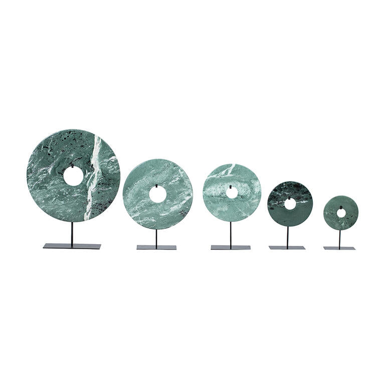 Set de 5 discos decorativos de piedra verde Jinwen