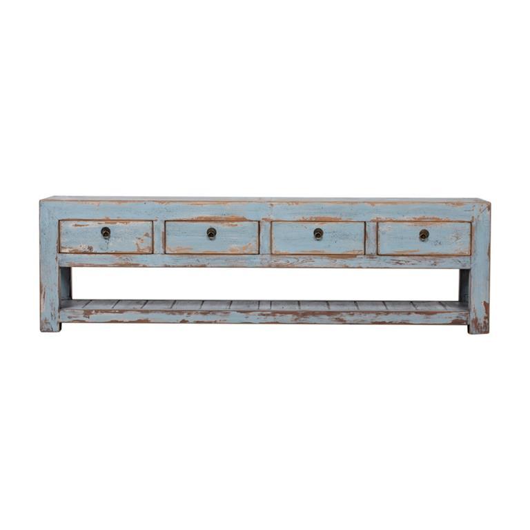 Piecero azul de olmo con 4 cajones Mingpo