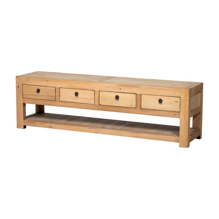 Piecero natural de olmo con 4 cajones Hongzhen