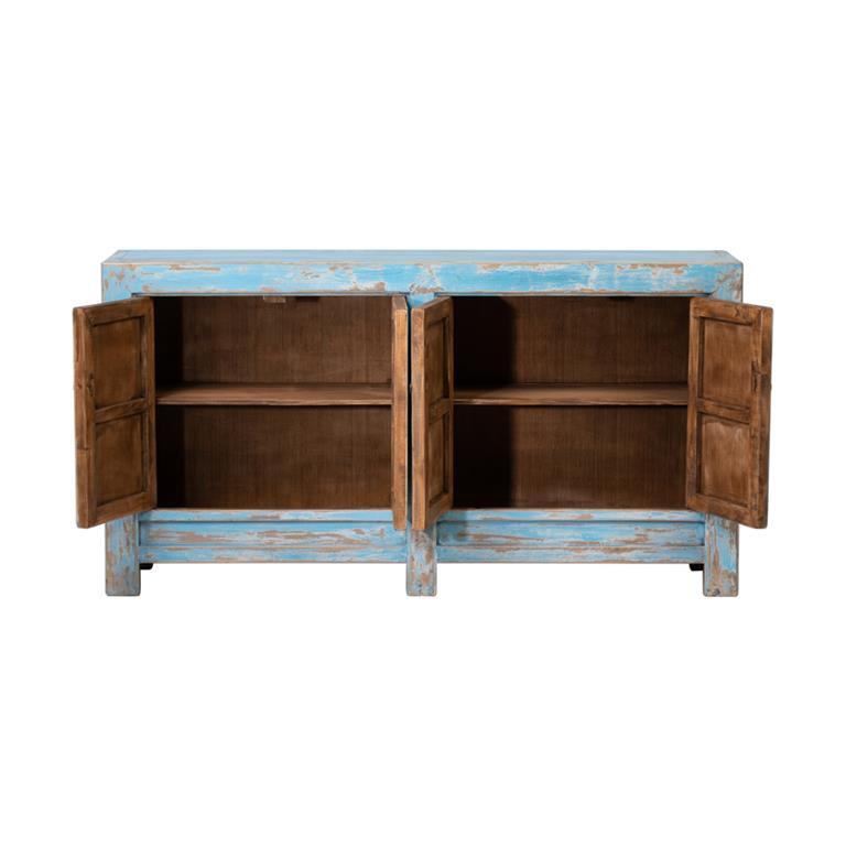 Cómoda azul de olmo con 4 puertas Shanhe