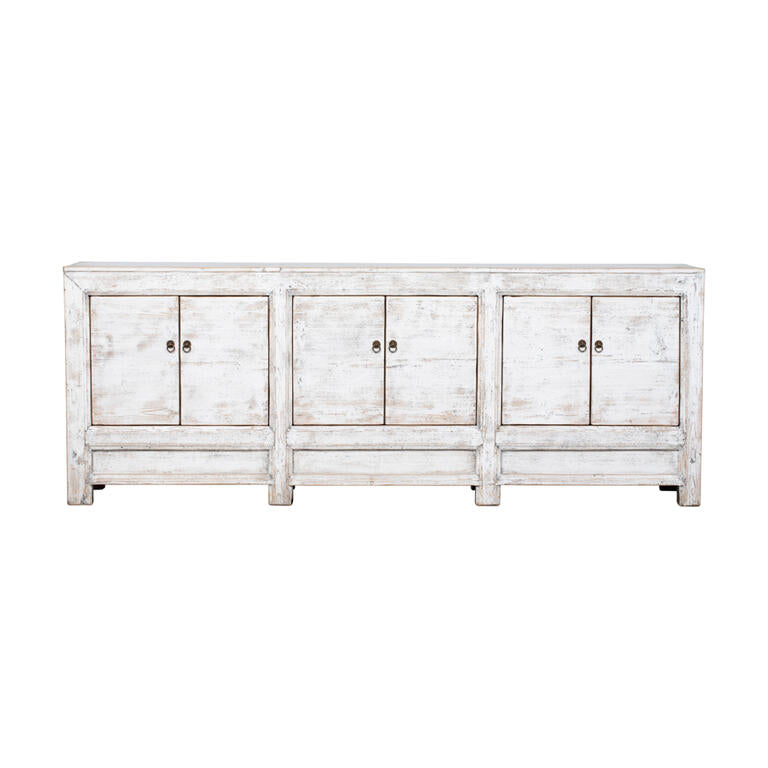 Cómoda antigua blanca de olmo con 6 puertas Yunzhen