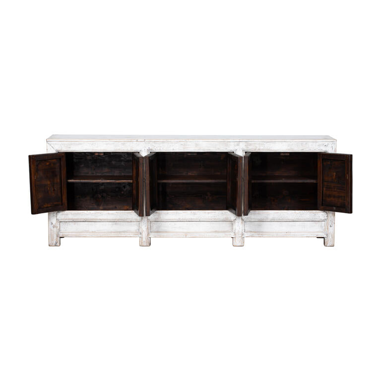 Cómoda antigua blanca de olmo con 6 puertas Yunzhen