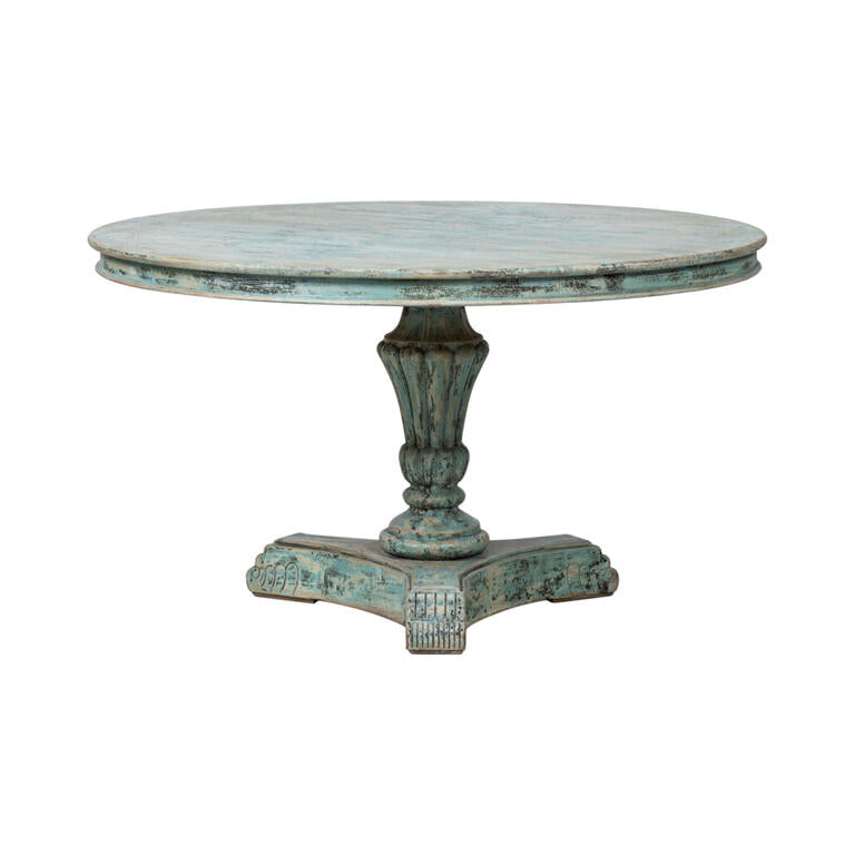 Mesa de comedor redonda azul de pino Kaihua