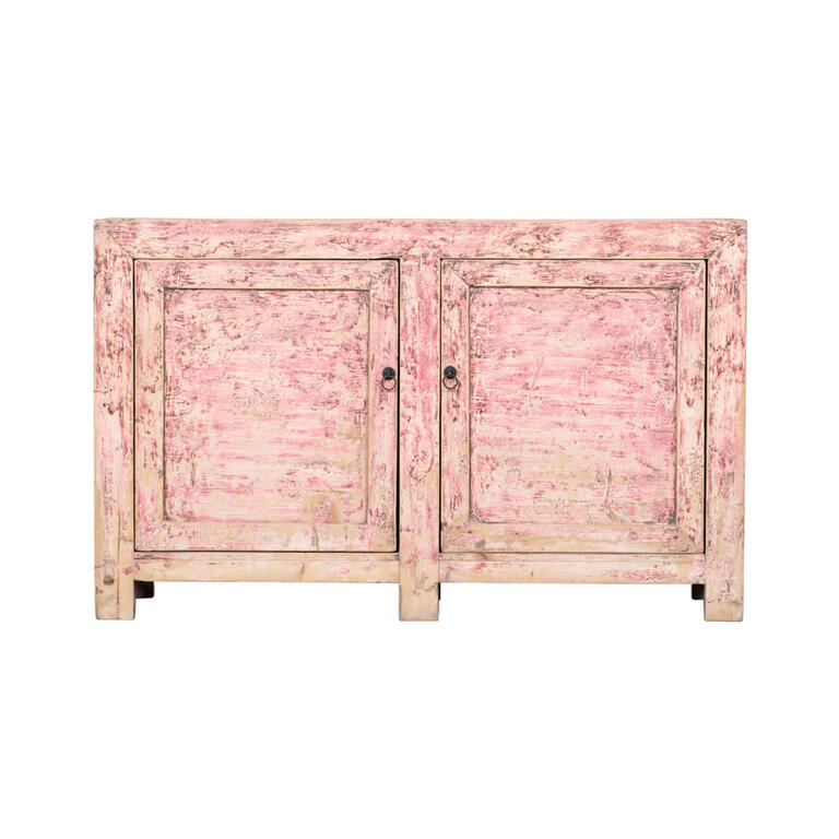 Cómoda antigua rosa de pino con 2 puertas Mingrui