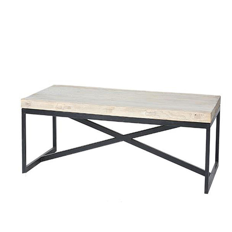 Mesa de centro natural de olmo y hierro Sanitja