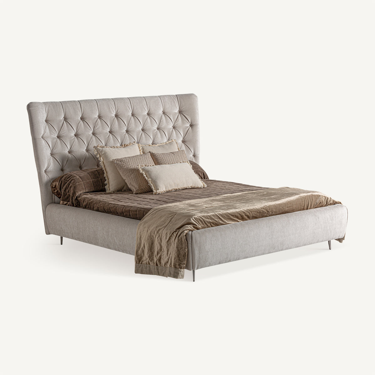 Cama tapizada gris Binigaus
