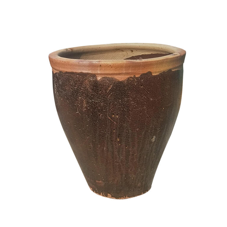 Tinaja esmaltada marrón de barro cocido Niembro