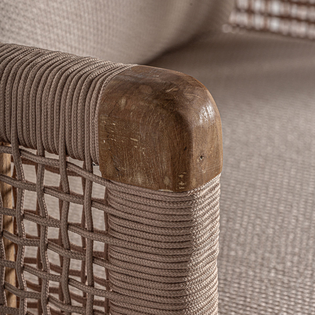 Chaise longue de teca y cuerda Fustam