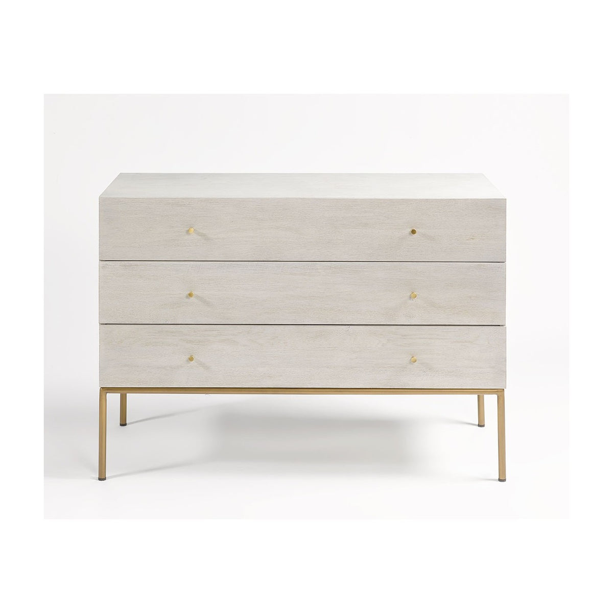 Cómoda estrecha blanco patinado y dorado Quesada
