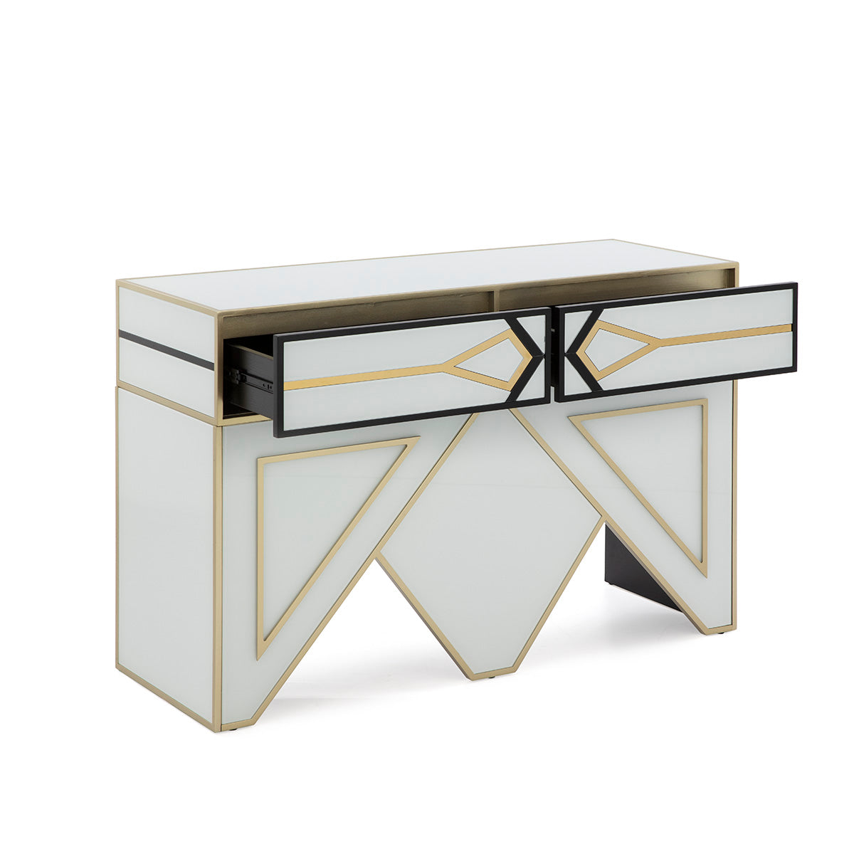 Consola de cristal y metal Saluzzo
