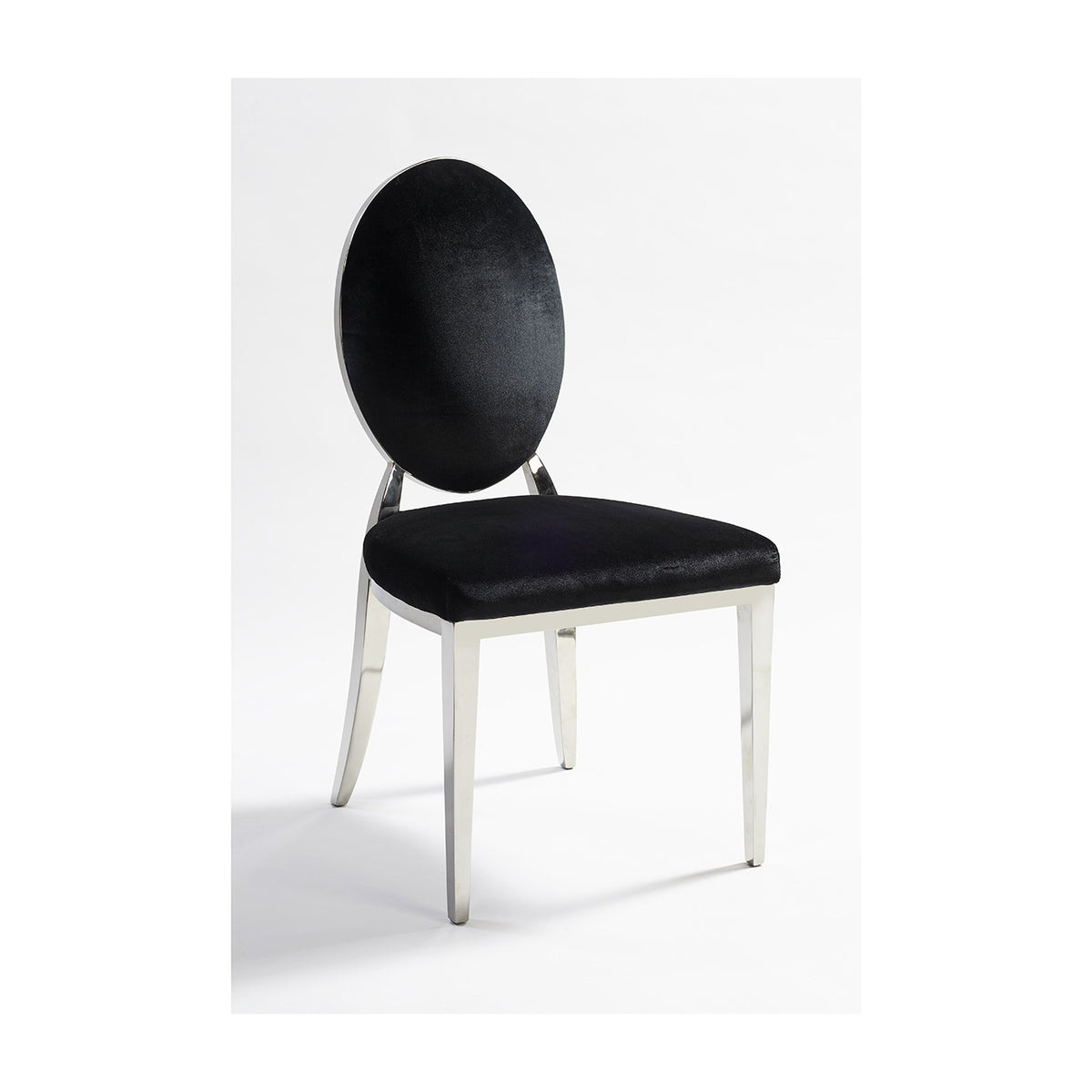 Silla de terciopelo negro y acero Genalguacil